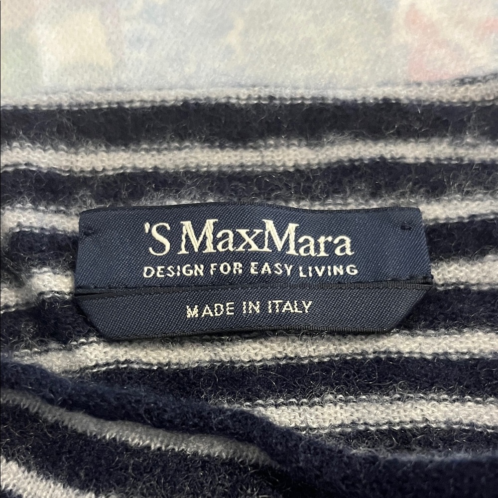 MaxMara short sleeve nautical cashmere Navy and Gray Striped Sweater size small - Picture 2 of 7